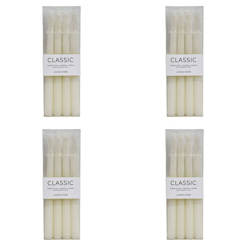 16pc LVD Classic Unscented 24cm Taper Wax Candle Set - White