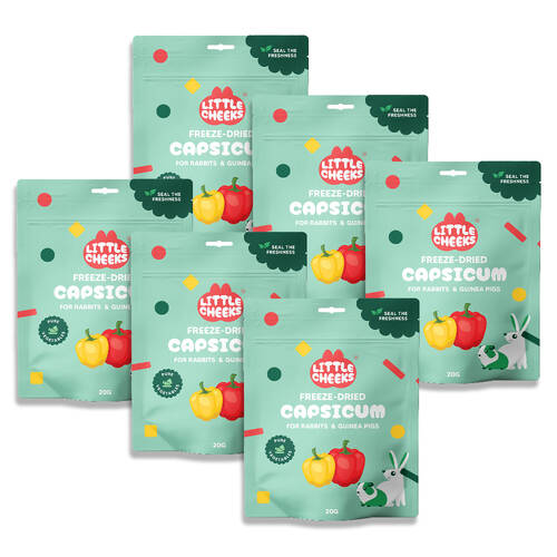 6PK Little Cheeks Sealed Freeze Dried Capsicum Rabbit/Guinea Pig Food Treats 20g