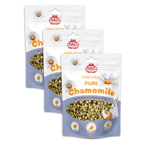 3PK Little Cheeks Farm Fresh Pure Chamomile Pet Rabbit/Guinea Pig Food Treats 35g