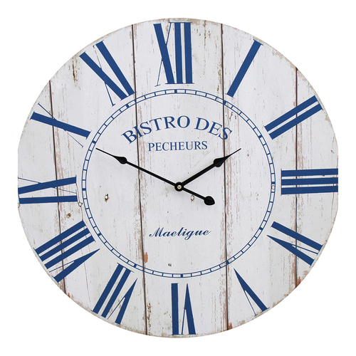 LVD Bistro MDF Metal58cm Wall Clock Round Analogue Decor - Blue