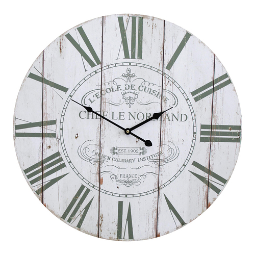 LVD Cuisine MDF Metal58cm Wall Clock Round Analogue Decor - Olive