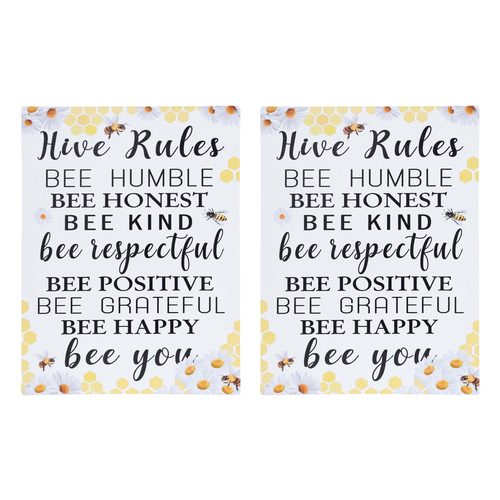 2PK LVD Iron Hive Rules Sign Home/Room Wall Decor 25x33cm