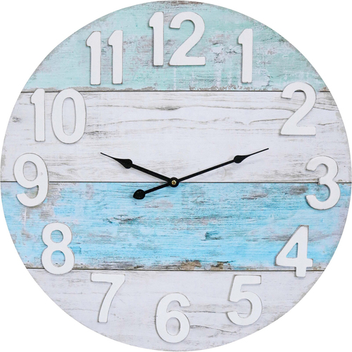 LVD Seaside Raised Numbers Hanging Wall Clock Analogue 58cm Round Decor