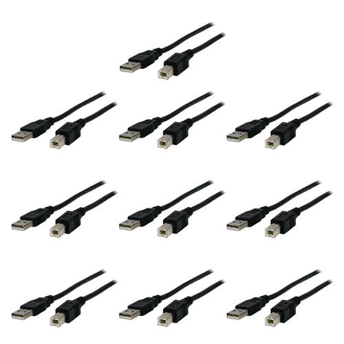 10PK PRO.2 USB-A Male to USB-B Male Plug 2m Cable for Printers