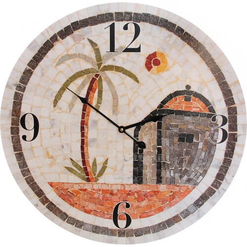 LVD Round MDF 58cm Wall Clock Mosaic - Sahara