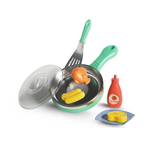 7pc Magic Kitchen Interactive Colour Changing Frying Pan Kids Play Toy Set 3y+