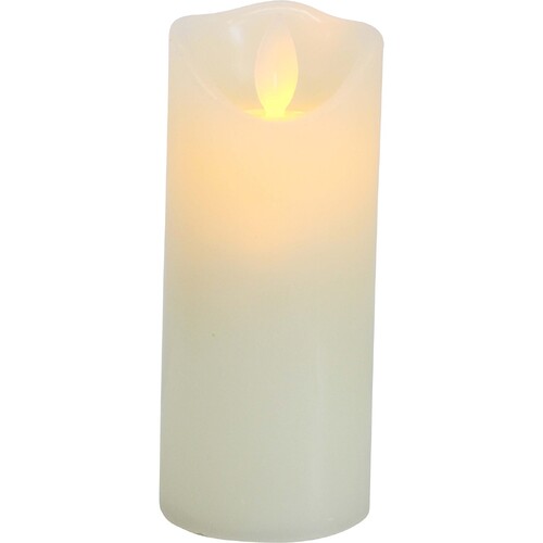 LVD Wax/Plastic Flameless LED Pillar Candle 10cm Small - White