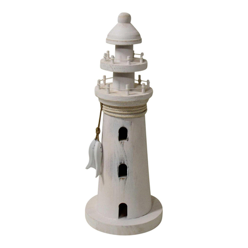 LVD Decorative MDF 32cm Lighthouse Sculpture Decor Small - Whitewash