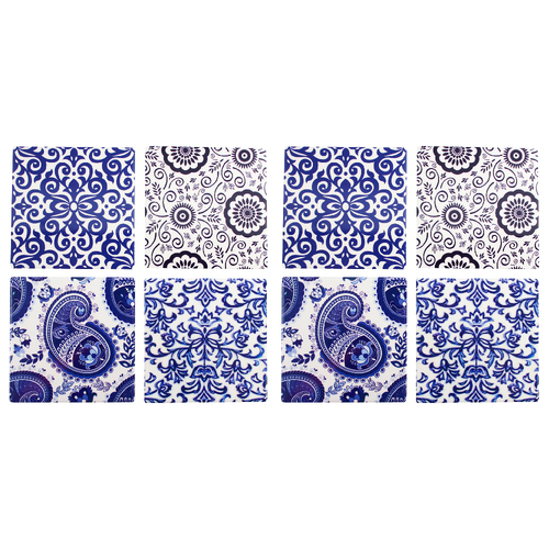 2x 4pc LVD Resin Coasters Arete Home/Kitchen Decor 11cm Square Blue