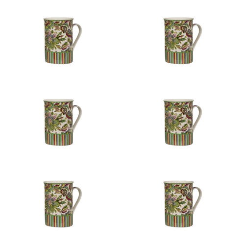6PK LVD Ceramic Coffee Mug Paisley Fleur Home/Kitchen Drinkware 11cm Assorted