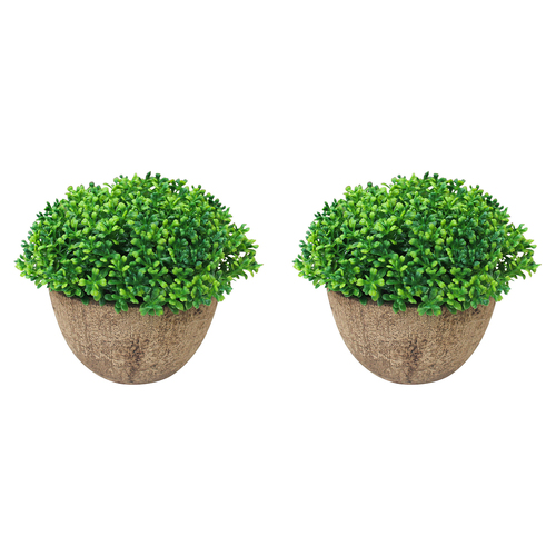 2PK LVD Potted 11cm Heather Artificial Faux/Fake Plant Small - Green