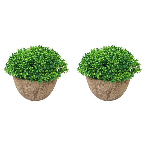 2PK LVD Potted 11cm Heather Artificial Faux/Fake Plant Small - Green