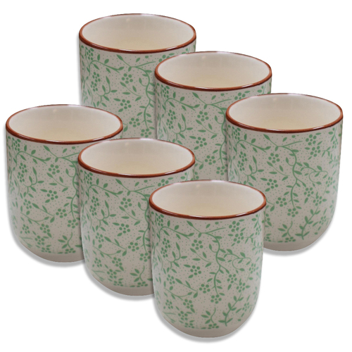 6PK LVD Jappa Ceramic 8cm Coffee/Tea Cup Drinkware - Green Vine