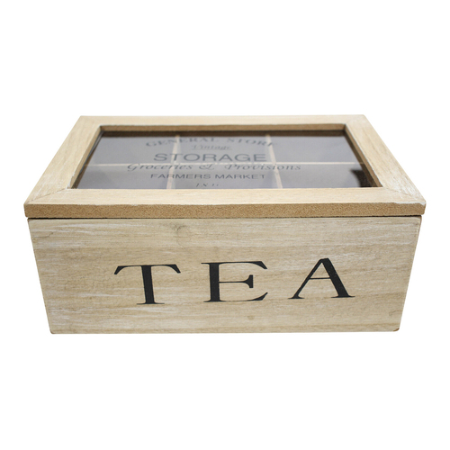 LVD MDF 24cm Tea Box Storage Home/Kitchen Decorative Organiser - Natural