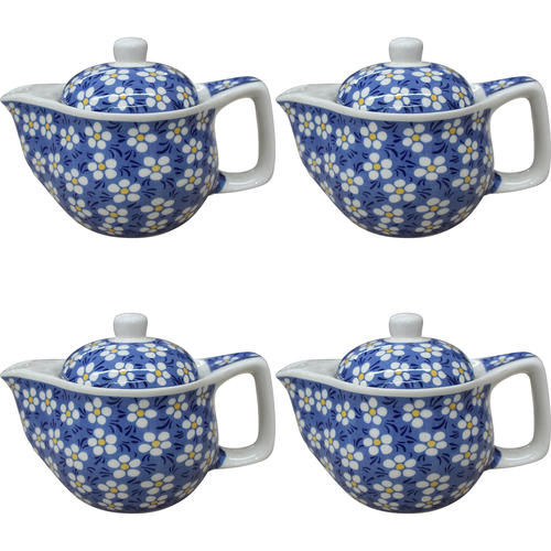 4PK LVD Teapot Curve Blue Daisy Home Kitchen Decor Serveware