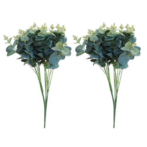 2PK LVD Faux 45cm Silvergum Stem Artificial/Fake Plant - Green