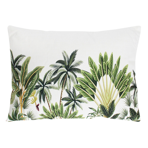 LVD 57cm Long Rectangle Cushion Paradise Palms Ivory/Green