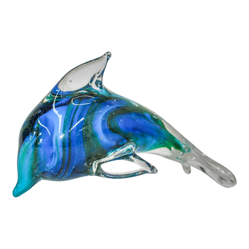 LVD Glass 12cm Dolphin Home Decorative Paperweight - Blue