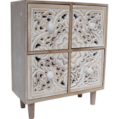 LVD Mandala Carving 22x10cm Wood Jewellery Drawer Square