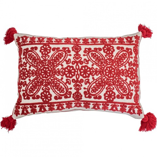 LVD Rectangular 45cm Cushion - Folksy Red
