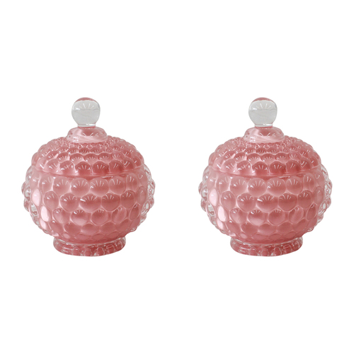 2PK LVD Bubble Tango 11cm Trinket Glass Jar Jewellery Storage - Pink
