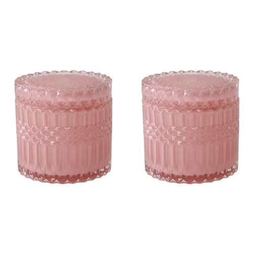 2PK LVD Versailles Tango 10.5cm Trinket Glass Jar Jewellery Storage - Pink