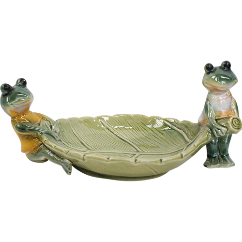 LVD Leaf Plate W Frogs Decorative Display Home Kitchen Decor