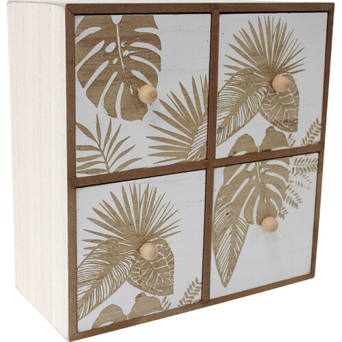 LVD MDF 22x10cm Palm Square 4-Drawers Organiser Storage