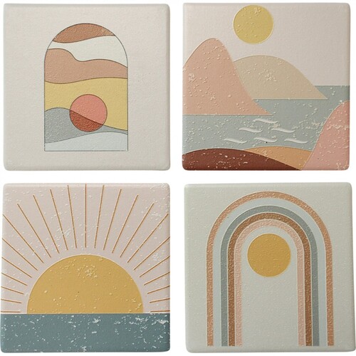 LVD 4pc Coasters Travel Life Assorted Designs