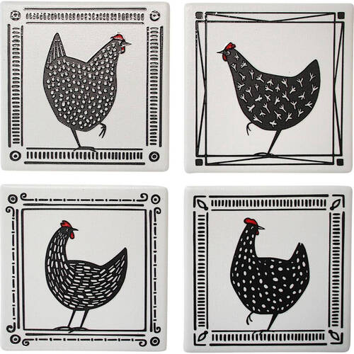 4pc LVD Ceramic Coasters Table Protector Square 9x9cm - Cluckers
