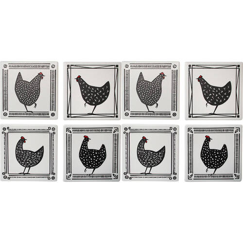 8pc LVD Ceramic Coasters Table Protector Square 9x9cm - Cluckers