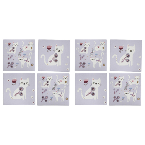 2x 4pc LVD Porcelain Coasters Pretty In Purple Home/Kitchen Decor 10cm Square