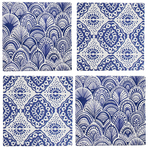 LVD 4pc Ceramic Tile Drink Coasters Sorrento - Blue