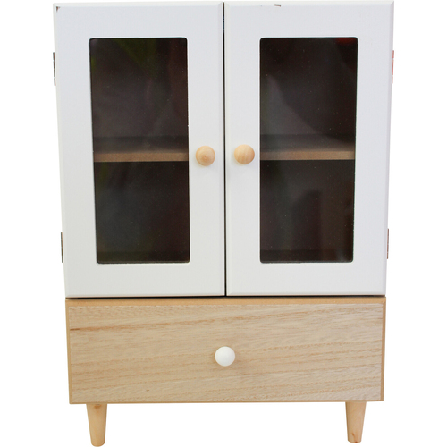 LVD MDF Glass Scandi Tall 34cm Drawer Display Stand Rectangle - White/Natural