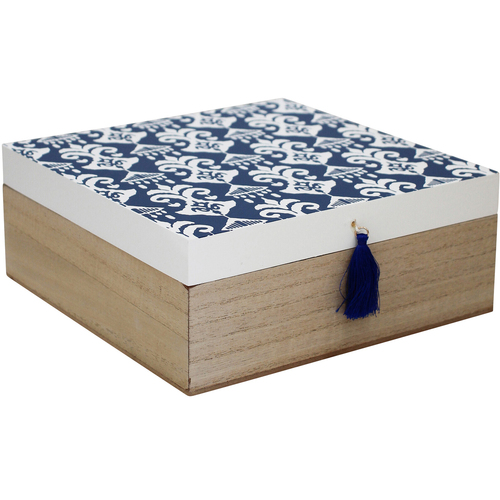 LVD MDF 20cm Jewellery Box Accessory Organiser Square - Blue