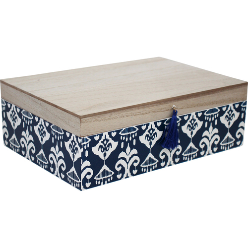LVD MDF 25cm Jewellery Box Accessory Organiser Rectangle - Blue