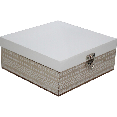 LVD MDF 17cm Ishka Jewellery Box Organiser Square - White