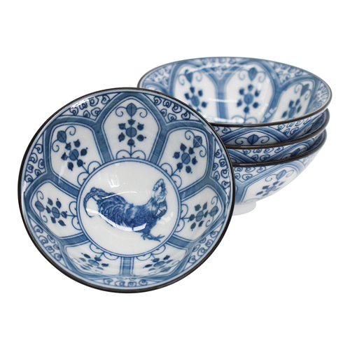 6PK LVD Ceramic 8.5cm Jappa Dip Bowl Emblem Round Dinnerware - White/Blue