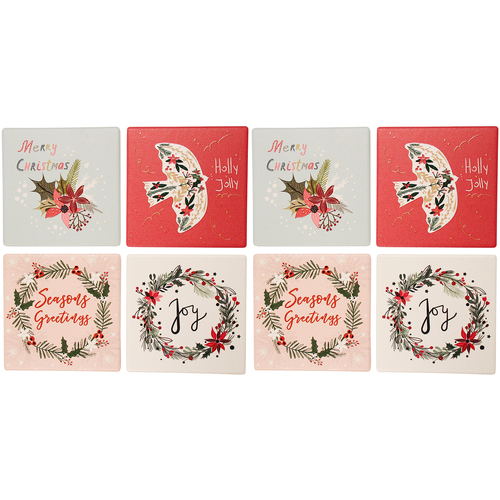 2x 4pc LVD Coasters Scandi Christmas Decorative Barware/Serveware Home Kitchen