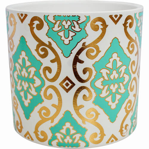 LVD Ceramic Decorative Indoor Planter Pot Indie 13x12cm Gold/Turquoise
