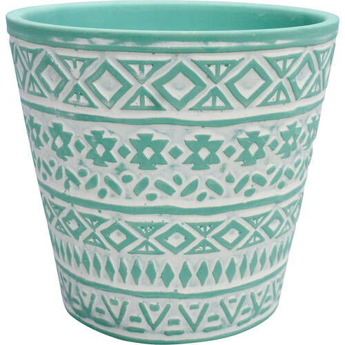 LVD Terracotta Ceramic Decorative Planter Pot Tribal 1 13x12cm Mint