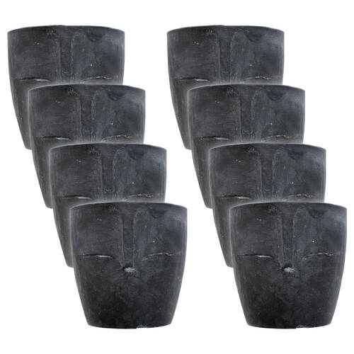 8PK LVD Terracotta Ceramic Decorative Planter Pot Totem 11.5x11.5cm Black