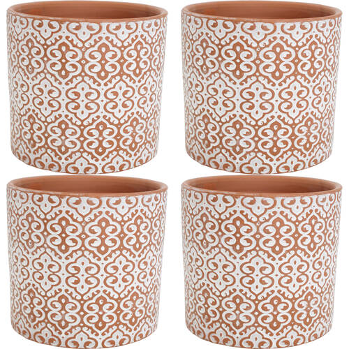 4PK LVD Terracotta Ceramic Decorative Planter Scroll 13.5x12.5cm Coffee
