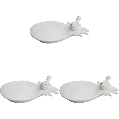 3PK LVD Ceramic Pineapple Plate Decorative Home Decor White