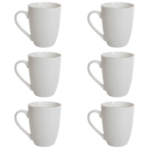 6PK LVD Ceramic Coffee Mug Classic Home/Kitchen Drinkware 11.5cm White/Gold