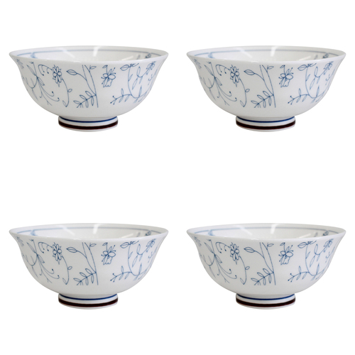 4PK LVD Ceramic 15cm Rice Bowl Vine Round Dinnerware Large - White