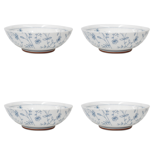 4PK LVD Ceramic 15.5cm Noodle Bowl Vine Round Dinnerware - White