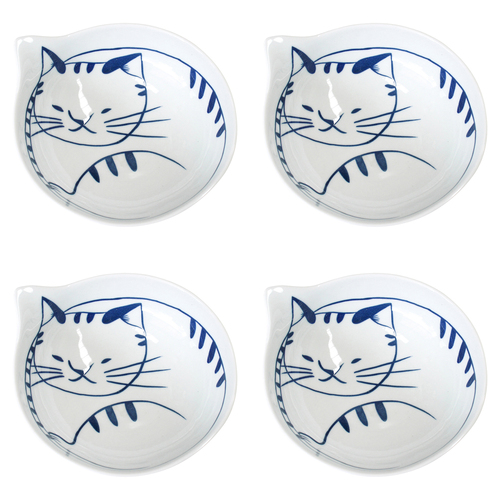 4PK LVD Ceramic 15cm Simba Cat Bowl Round Dinnerware Medium - White