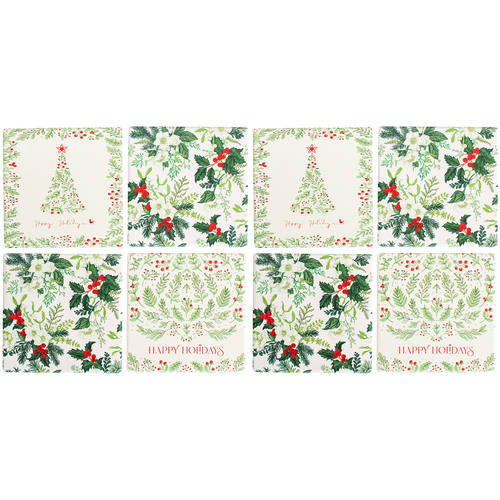 2x 4pc LVD Coasters Vintage Green Xmas Decorative Barware/Serveware Kitchen