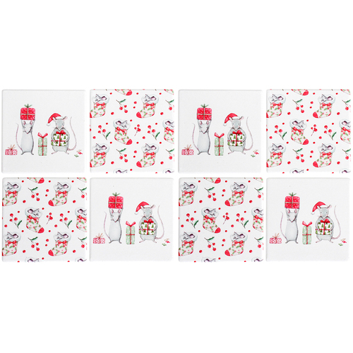 2x 4pc LVD Coasters Xmas Mouse Decorative Barware/Serveware Home Kitchen